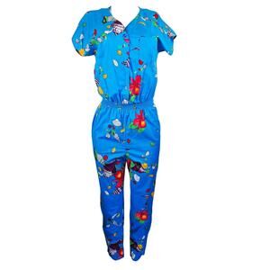 Hilo Hattie Hawaii Vintage Novelty Shells Floral Summer Women's Jumpsuit M